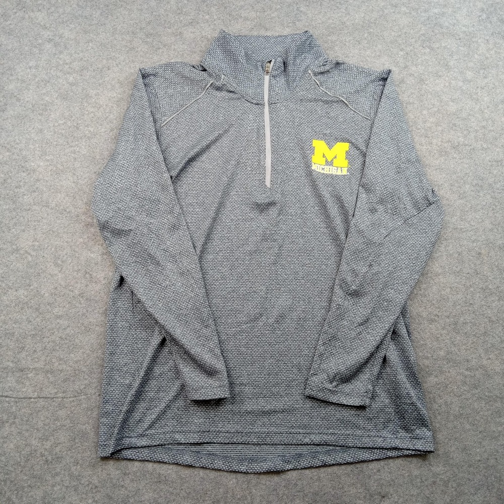 Michigan Wolverines Pullover Quarter Zip Mens Small Gray NCAA Football Champion